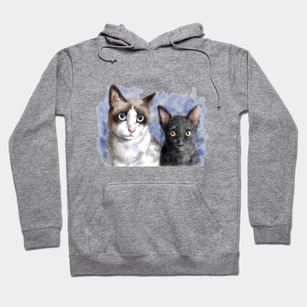 Cat pet portrait watercolor painting Hoodie by Nalidsa